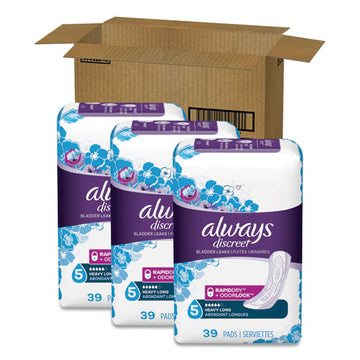 Always® Discreet Sensitive Bladder Protection Pads, Heavy Absorbency, Long, 39-pack, 3 Packs-carton freeshipping - TVN Wholesale